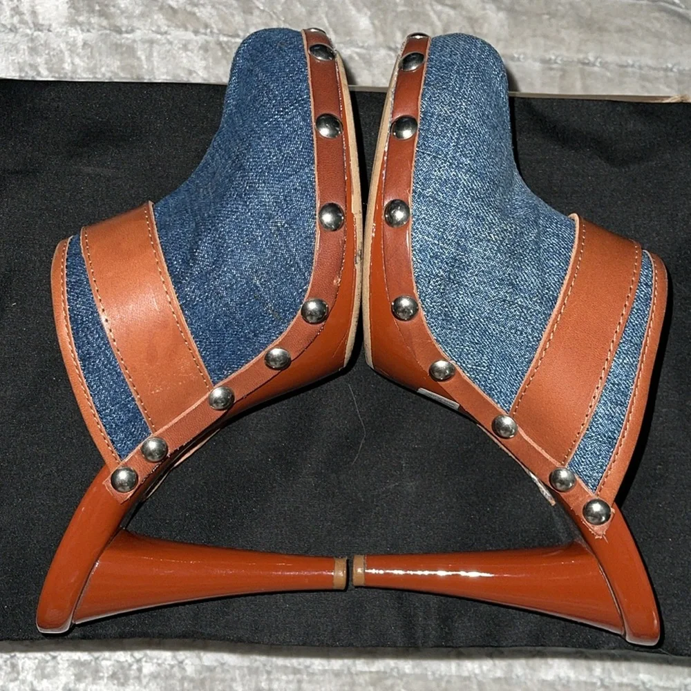 Dolce&Gabbana clogs heels 4” excellent condition denim n leather gorgeous sz 37 - Picture 6 of 8